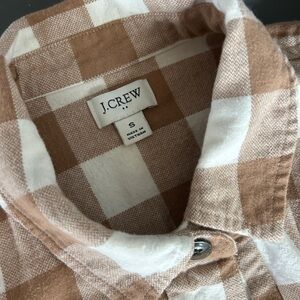 J. Crew Tan and White Plaid Shacket